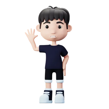 Child Boy say hallo  3D Illustration