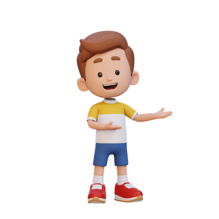Child Boy Showing Something Right  3D Icon