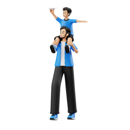 Child Carried On Shoulder  3D Icon