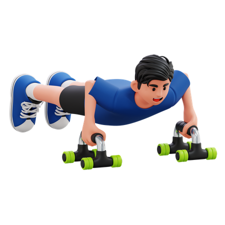 Child Doing Push Ups With Dumbbells  3D Illustration