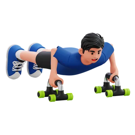 Child Doing Push Ups With Dumbbells  3D Illustration