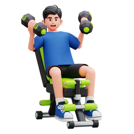 Child Exercising On Gym Machine  3D Illustration