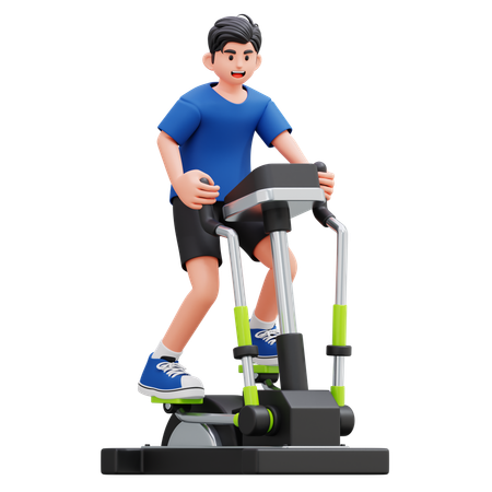 Child Exercising On Mini Stepper  3D Illustration