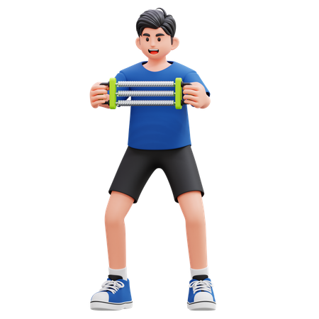 抵抗バンドを持つ子供  3D Illustration