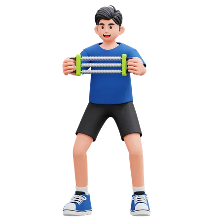 抵抗バンドを持つ子供  3D Illustration