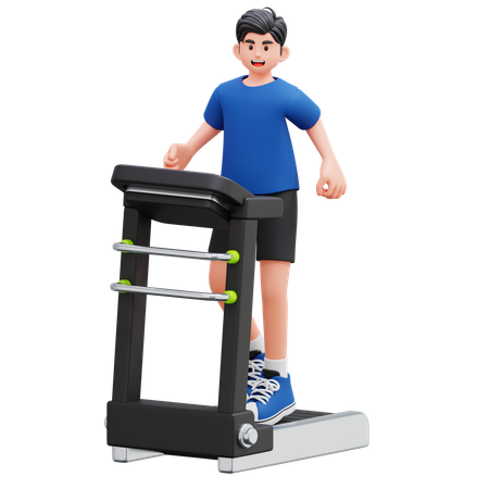 러닝머신 운동기구를 사용하는 어린이  3D Illustration