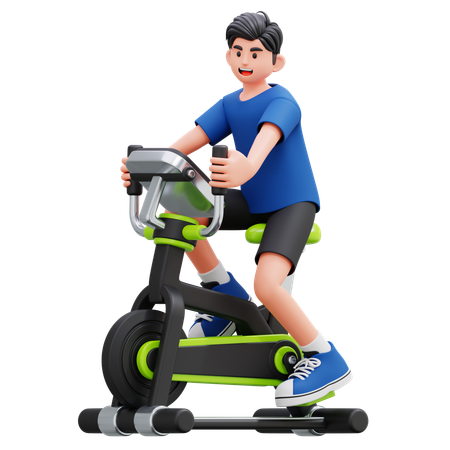 Child Riding Exercise Bike  3D Illustration
