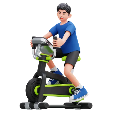 Child Riding Exercise Bike  3D Illustration
