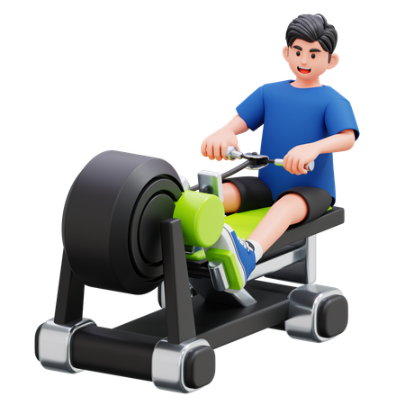ウェイトマシンを使用する子供  3D Illustration