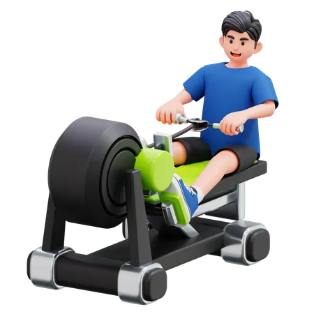 ウェイトマシンを使用する子供  3D Illustration