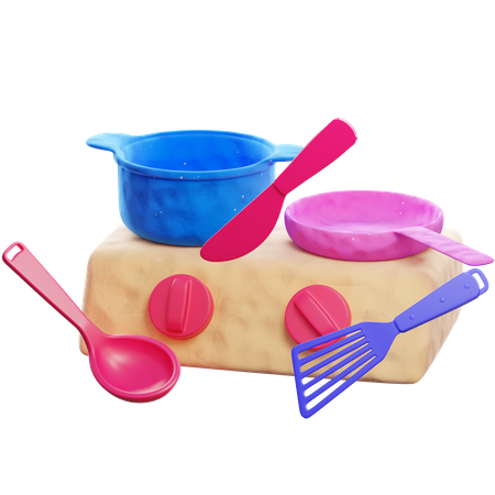 Children Cooking Set  3D Icon