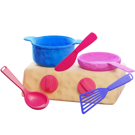 Children Cooking Set 3D Icon