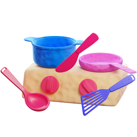 Children Cooking Set  3D Icon