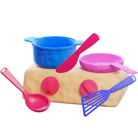 Children Cooking Set  3D Icon