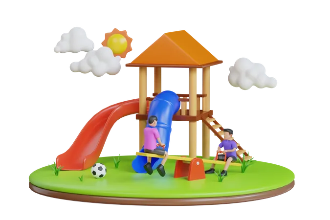 Children playground  3D Illustration