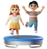 Children Playing On Trampoline