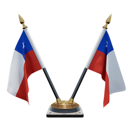 Chile Double Desk Flag Stand  3D Illustration