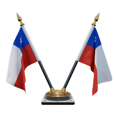 Suporte de bandeira de mesa duplo Chile (V)  3D Icon