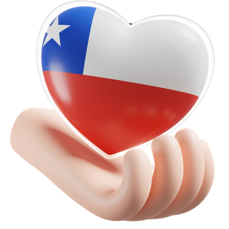 Chile Flag Heart Hand Care  3D Icon