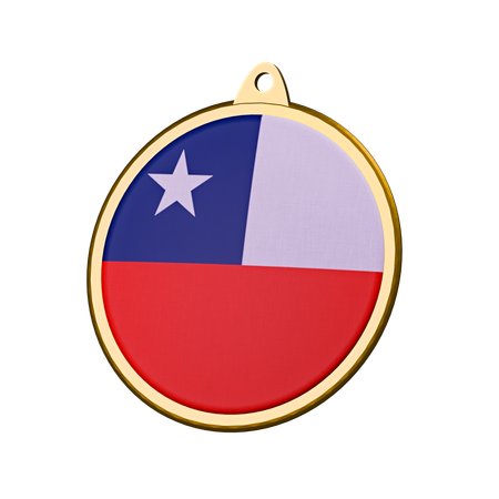 Chile Flag Medal Badge  3D Icon