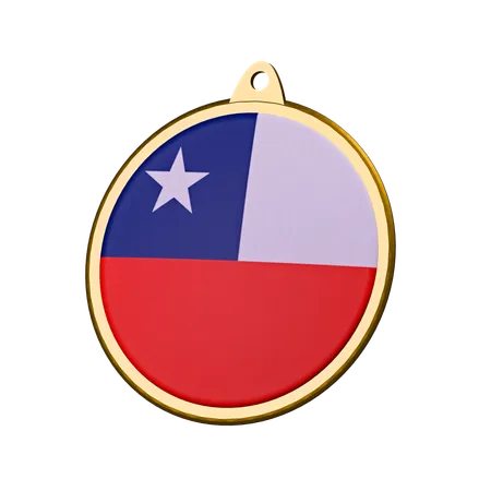 Chile Flag Medal Badge  3D Icon