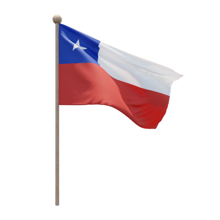Chile Flag Pole  3D Illustration