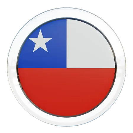Chile Round Flag  3D Icon
