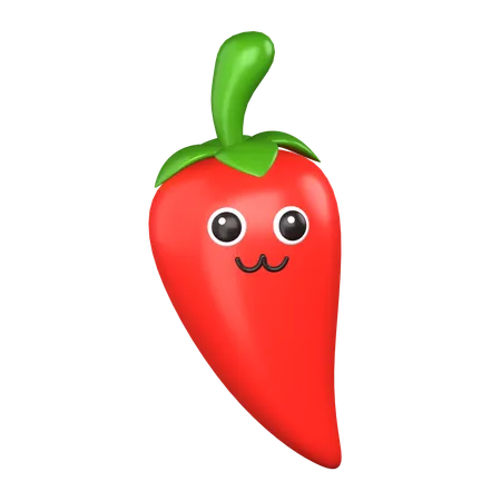 Cute Chili Smile 3 D Cute Food Icon 3D Icon