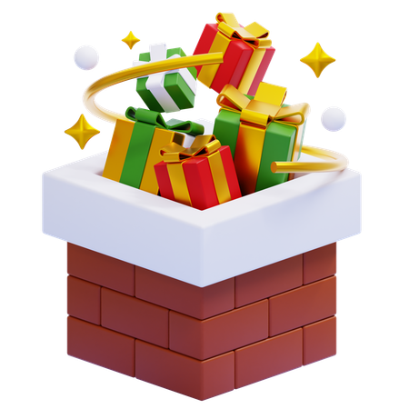 Chimenea con regalos  3D Icon