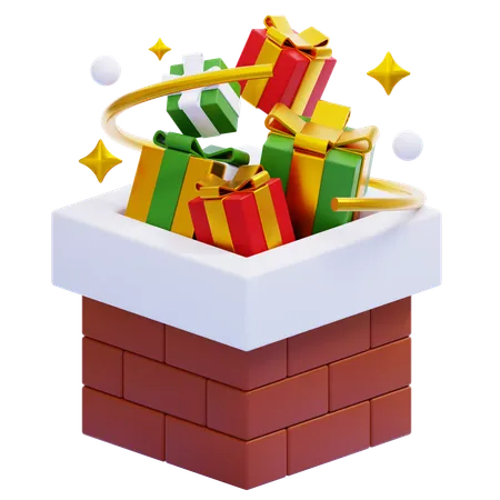 Chimenea con regalos  3D Icon