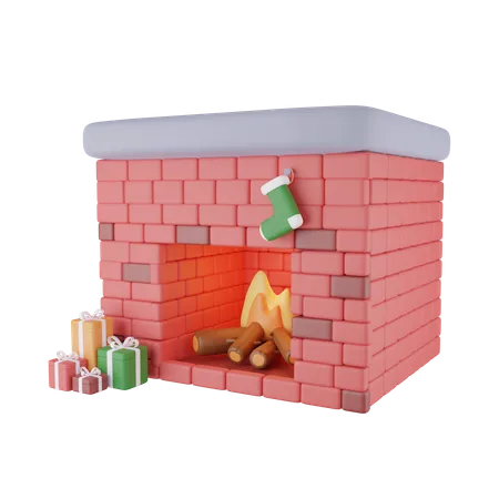 Chimenea de navidad  3D Icon