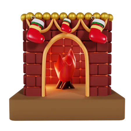 Chimenea de navidad  3D Icon