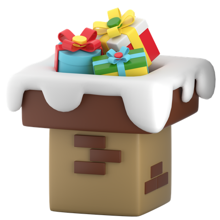 Chimenea y caja de regalo  3D Icon