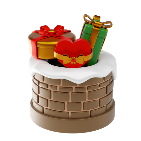 Chimenea y regalos  3D Icon