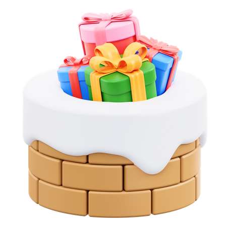 Chimney And Gift  3D Icon