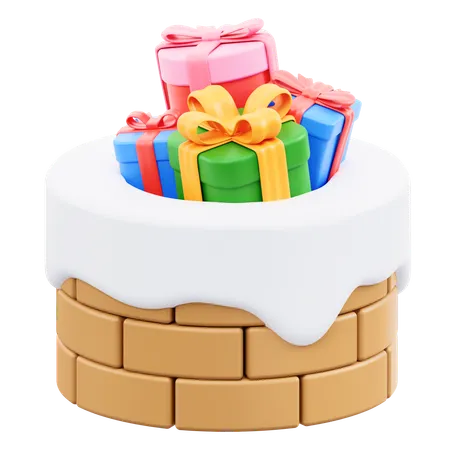 Chimney And Gift  3D Icon