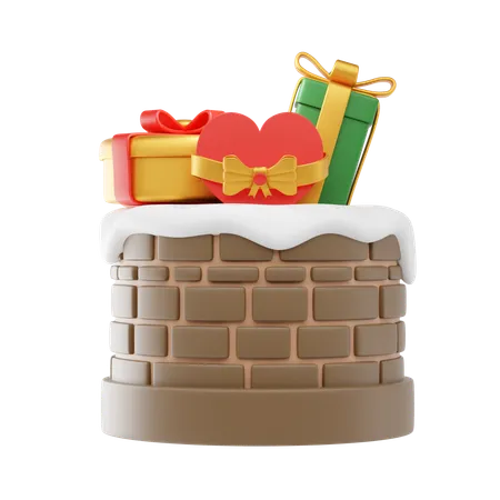 Chimney And Gifts  3D Icon