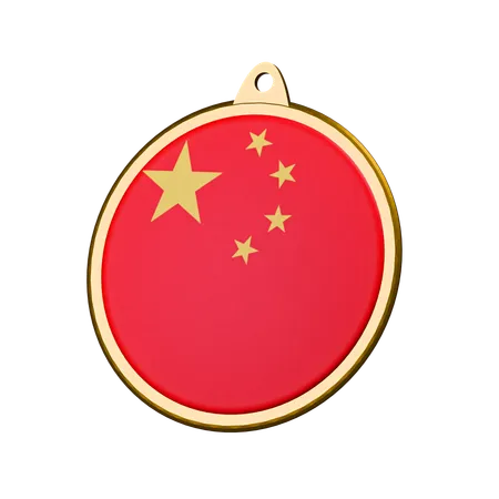 Medaillenabzeichen mit chinesischer Flagge  3D Icon