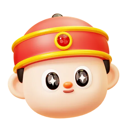 Chinese Boy Head  3D Illustration