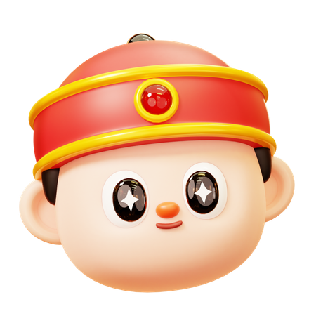 Chinese Boy Head  3D Illustration