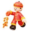 Chinese Boy Holding Firecrackers