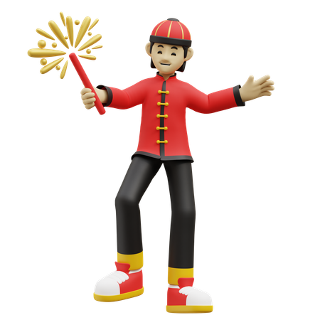 Chinese Boy Is Celebrating Festival  3D Icon