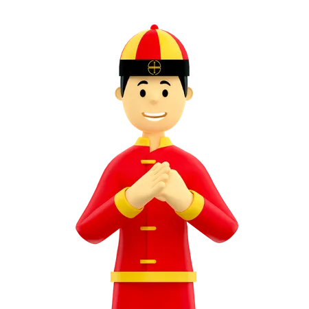 Chinese boy praying 3D Illustration
