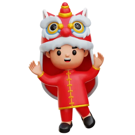 Chinese Boy Wearing Dragon Costume  3D Icon