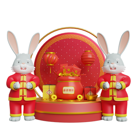 Chinese Bunny Celebration New Year  3D Icon