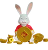 Chinese Bunny Holding Chinese Coin