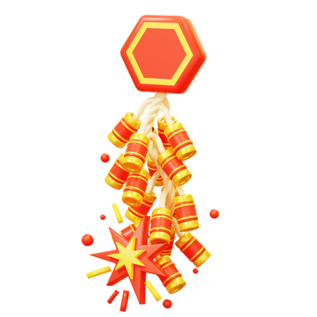 Chinese burning firecrackers  3D Icon