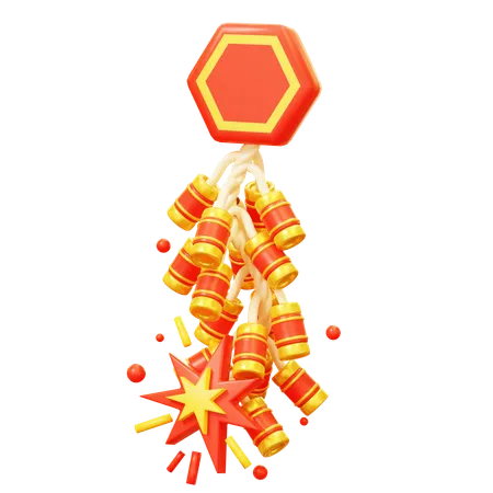 Chinese burning firecrackers  3D Icon