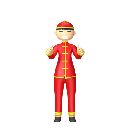 Chinese character wearing traditional clothes  3D Illustration