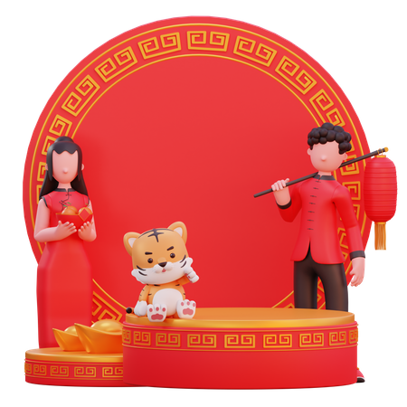 Chinese Characters celebrating new year  3D Illustration